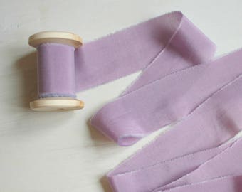MAUVE 1.3" Hand Dyed Ribbon, Invitation Ribbon /Bouquet Ribbon /Bridal Supplies /Silk wedding Ribbons, 3 yards Wedding Cotton Ribbon