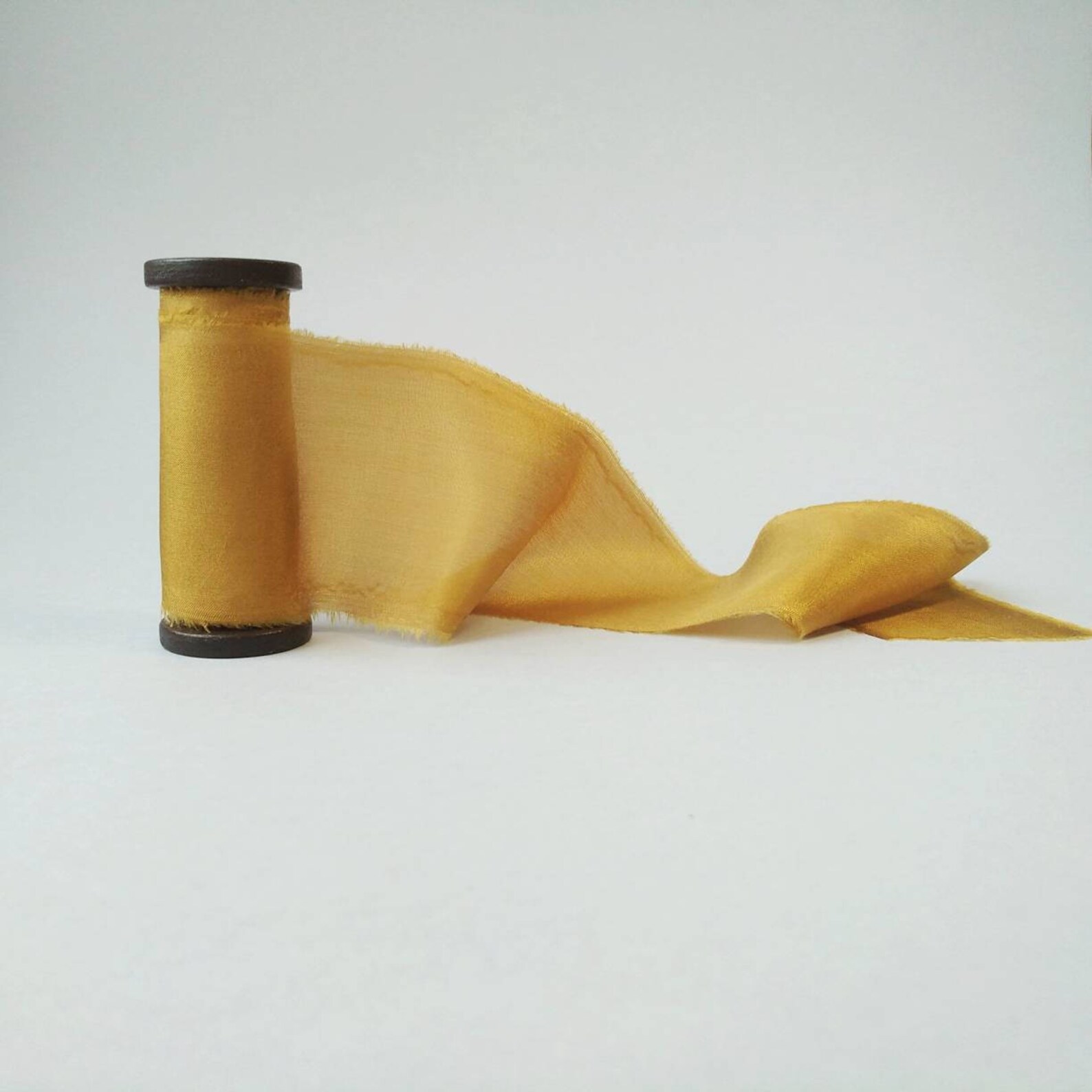 MUSTARD Hand dyed Silk ribbon 3 yards Bouquet Ribbon / Etsy