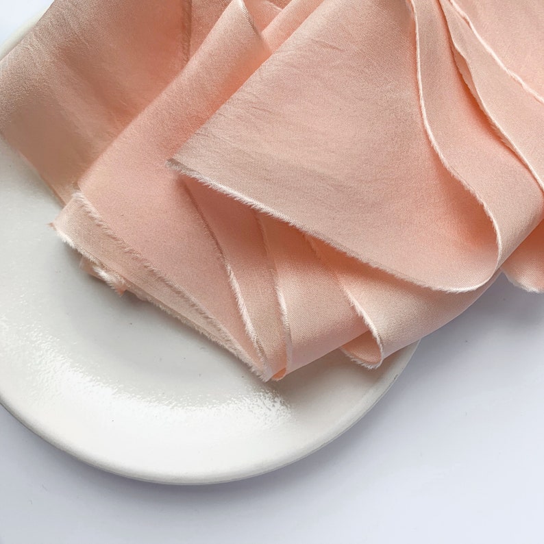 LIGHT ORANGE hand dyed silk ribbon perfect for floral bouquets rustic wedding decor invitations