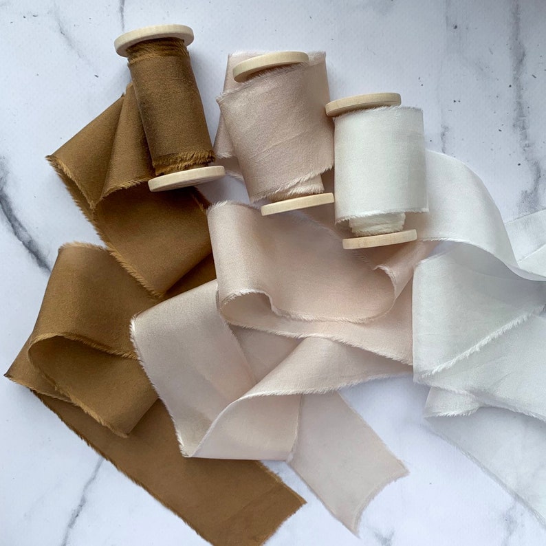 Hand dyed Silk Ribbons SET OF THREE Etsy