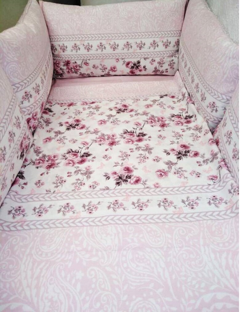 Crib Bedding Set Pink Roses Baby Bedding Set Girl Nursery Etsy