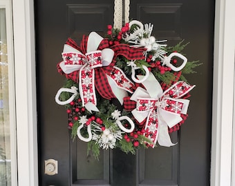 Buffalo Plaid Wreath, Christmas Wreath, Holiday Christmas Wreath, Front Door Christmas Wreath, Traditional Christmas Wreath, Holiday Wreath