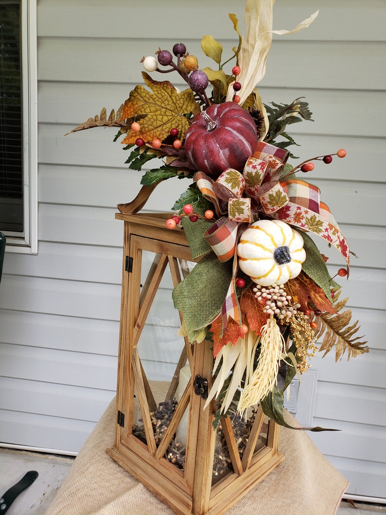 Fall Floral Lantern Swagfall Floral Swag Fall Lantern Etsy