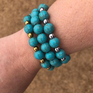 Turquoise Beaded Bracelet - Beaded Boho Bracelet