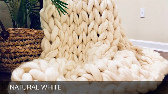 natural chunky knit throw