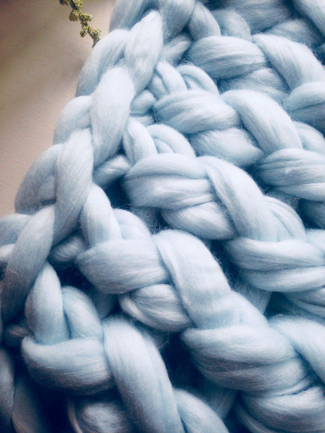 Chunky Knit Blanket ice blue light blue Chunky Knit Etsy