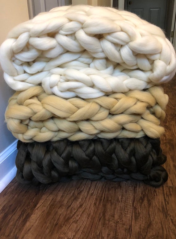 natural chunky knit throw