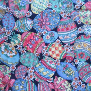 Cotton with Easter egg pattern, fat quarter, 55 cm wide x 45 cm high, multicoloured, unique piece