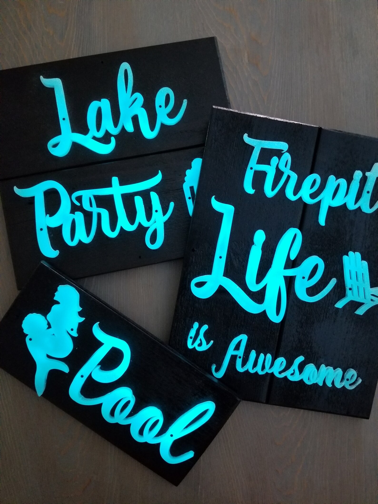 Glow in the dark signs for interior and exterior use. Etsy