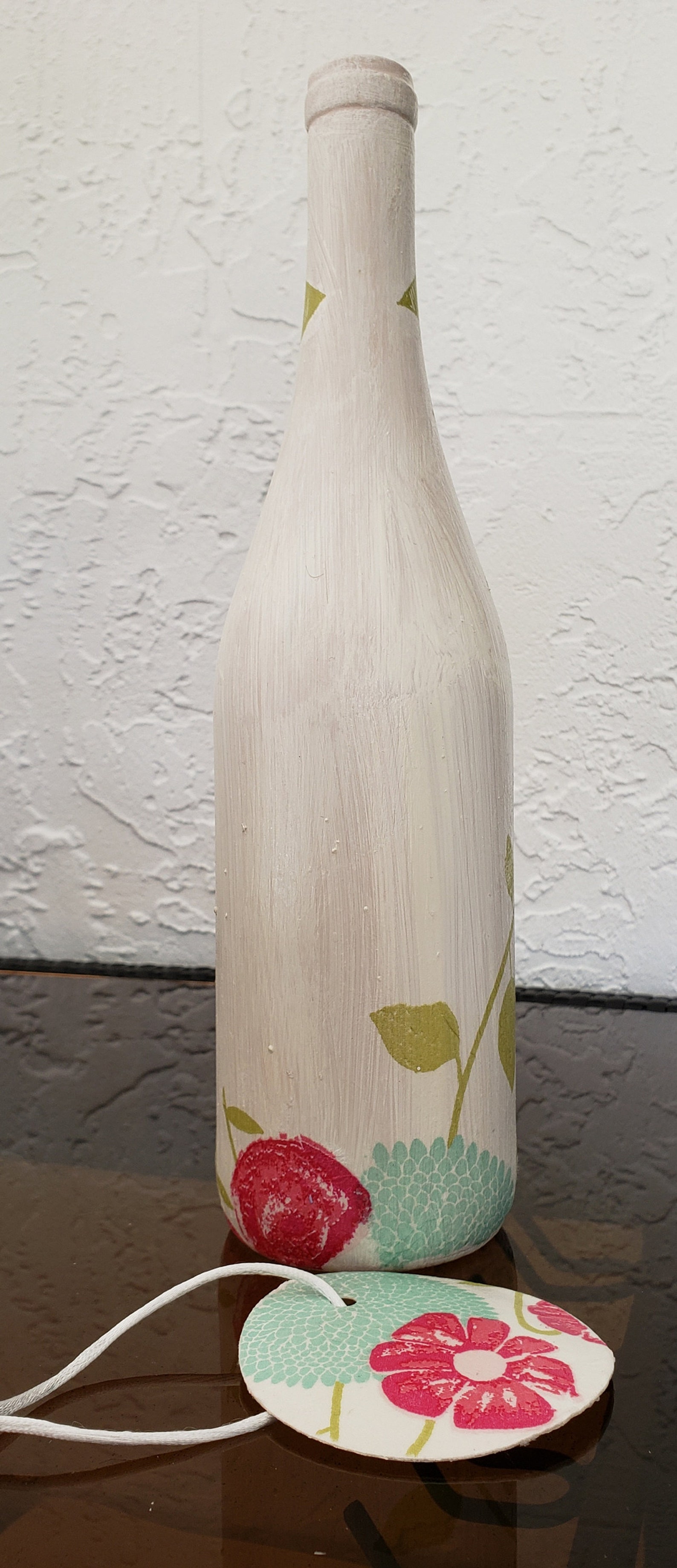 Blue Teal Glass Bottle and Glass Vase Decoupage Green Etsy