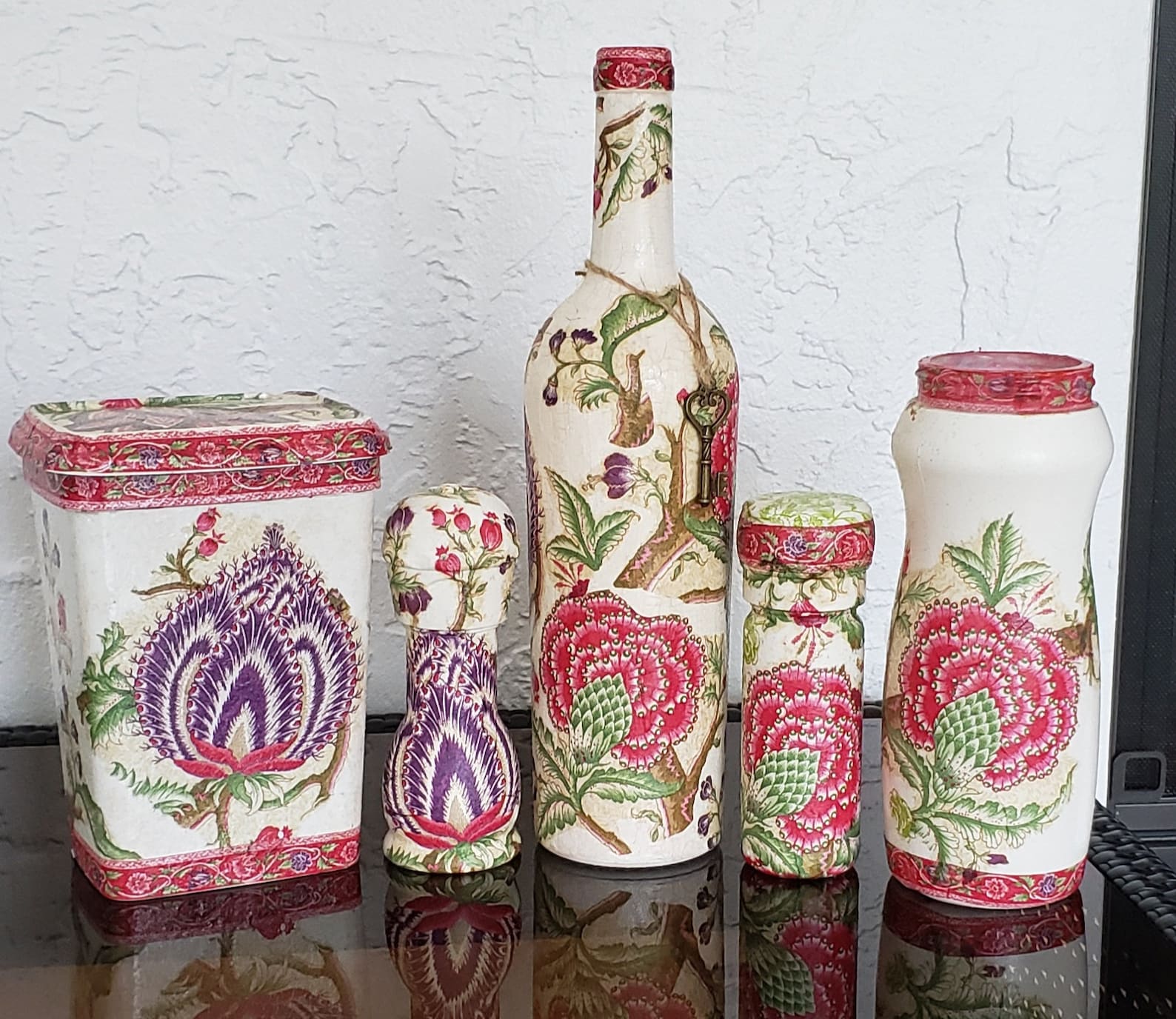 Set of 5 pieces decoupage kitchen décor bottle Etsy