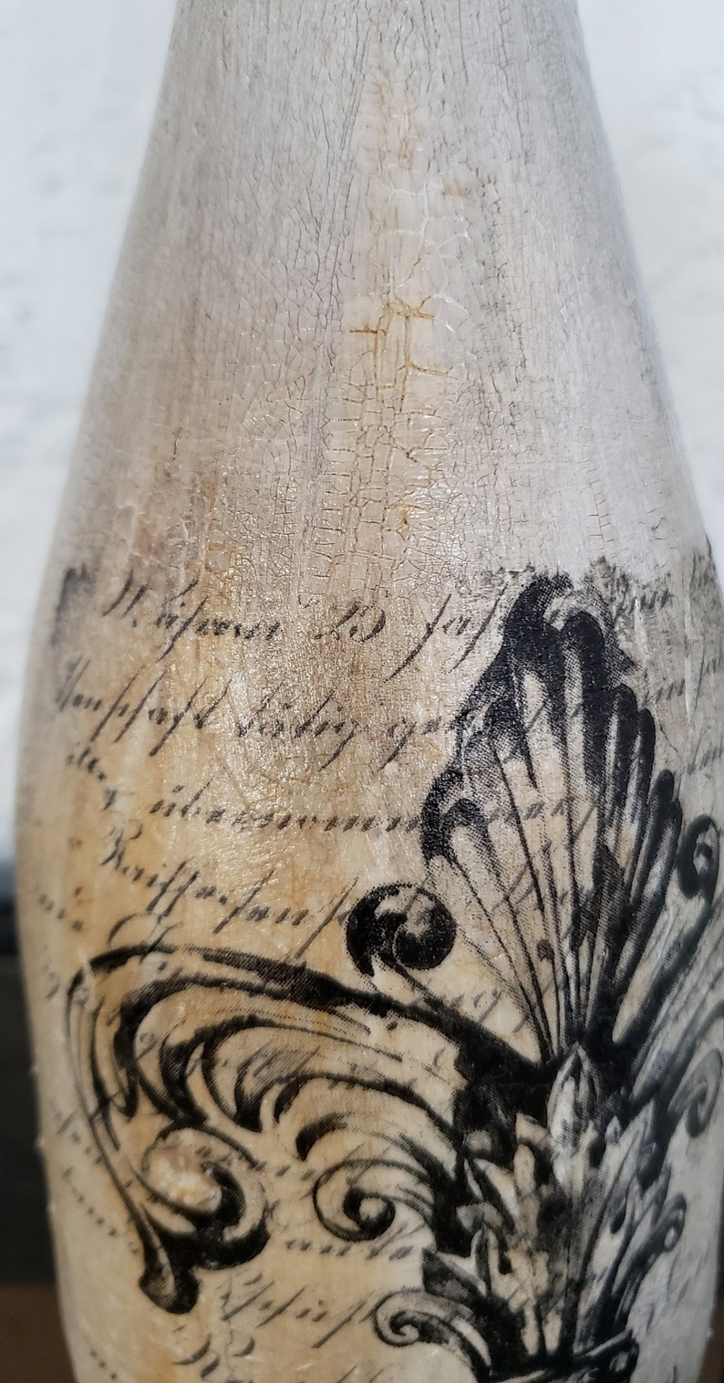 Black Bottles Decoupage Black Beige Crackle Effect Kitchen Décor Bar Décor Home SET of 2 Items