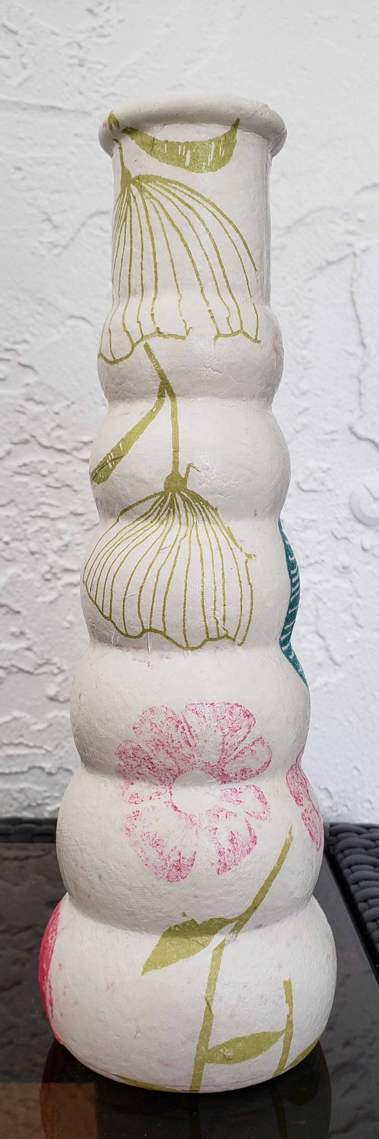 Blue Teal Glass Bottle and Glass Vase Decoupage Green Etsy