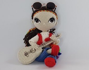 Muñeco hippie patrón crochet amigurumi pdf