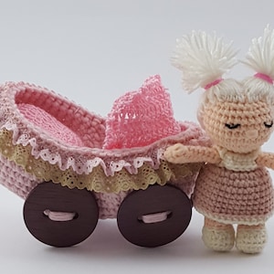 Baby with stroller crochet doll pattern amigurumi pdf