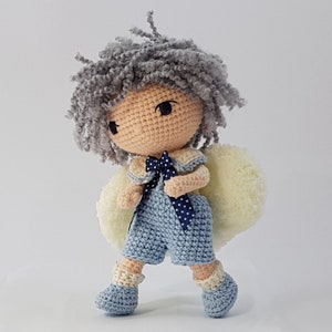 Doll crochet pattern Guardian Angel Blue amigurumi pdf image 1