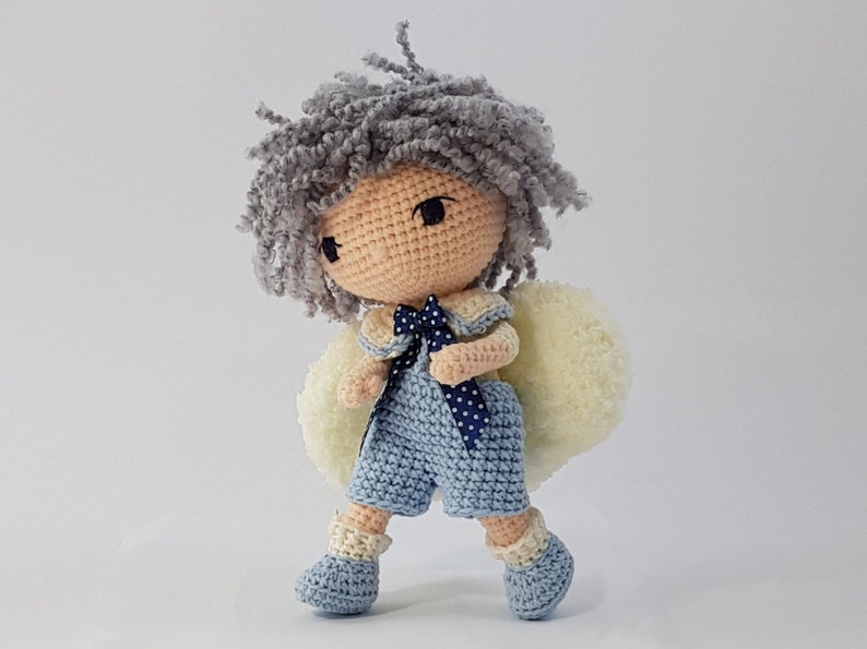 Doll crochet pattern Guardian Angel Blue amigurumi pdf image 1