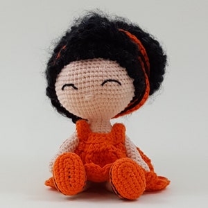 Crochet doll pattern - black hair Beauty amigurumi pdf