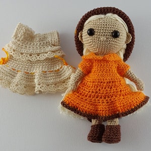 Crochet doll pattern amigurumi pdf Amy with two dresses