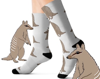 Numbat Socks - Banded Anteater on White Socks