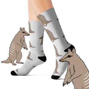 Numbat Socks - Banded Anteater on White Socks