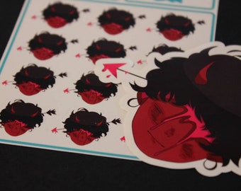 Red Demon Boi/Boy Sticker Sheet - Arrow Through Head Anime Glossy Vinyl Sticker