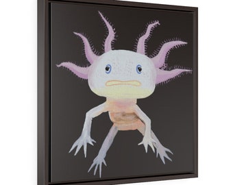Axolotl Painting Square Framed Premium Gallery Wrap Canvas