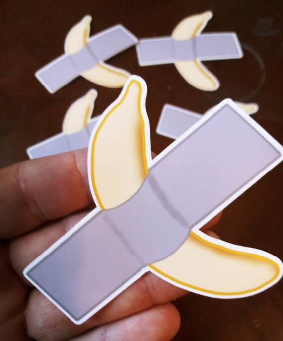 Banana Taped to Wall Duct Tape Banana Sticker Art Basel Etsy