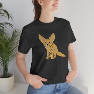 Fennec Fox Shirt African Desert Fox Unisex Jersey Short Sleeve Tee Dark Grey Heather