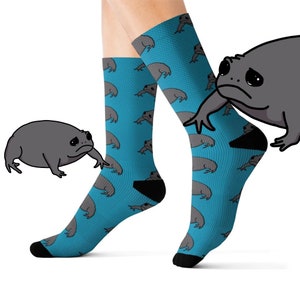 Grumpy Frog Socks - Turquoise Black Rain Frog Socks