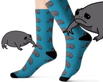 Grumpy Frog Socks - Turquoise Black Rain Frog Socks