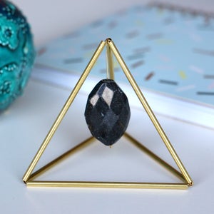 Gold Tone Gemstone Table Decor, Office Desk Decor, Wedding Decor, Himmeli Triangle Table Decor with Gemstone, Office Decor