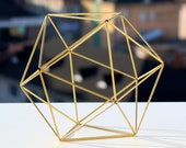 Gold Tone Decor, Coffee Table Decor, Gold Tone Orb, Icosahedron Modern Minimalist Himmeli SPHERE , Geometric Ornament, Library Decor