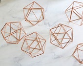 7.8 quot Copper Himmeli Orb, Wedding Table Decor, Icosahedron Modern Himmeli SPHERE , Geometric Ornament, Air Plant Holder, Library Decor
