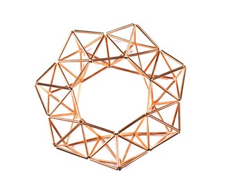 Free Express Shipping 5.5&quot; Mini Copper Himmeli Wreath, Gold Tone Himmeli Home Front Door Wreath, Minimalist Design, Table Centerpieces M3