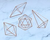 XL Copper Himmeli Air Plant Holders Set, Wall Sconce Set, Housewarming Gift, Large Wedding Ornaments, Sphere, Orb, Teardrop, Diamond