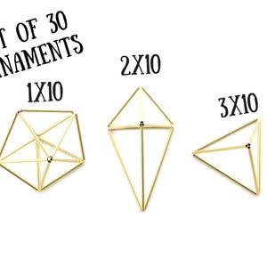 Set of 21 Wedding Center Pieces, 21 Gold Tone Minimalist Himmeli Diamond Shape Ornaments, Gold Tone Sconce