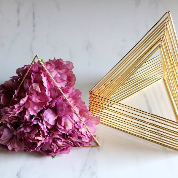 7.8 inches Gold Tone Tetrahedron Nesting Triangle Centerpieces, Himmeli Triangles, Office Desk, Coffee Table, Mobile, Geometric Ornament