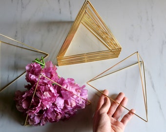 Different Size Gold Tone Tetrahedron Nesting Triangle Centerpieces, Himmeli Triangles, Office Desk, Coffee Table, Mobile, Geometric Ornament