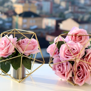 Gold Tone Decor, Coffee Table Decor, Gold Tone Orb, Icosahedron Modern ...