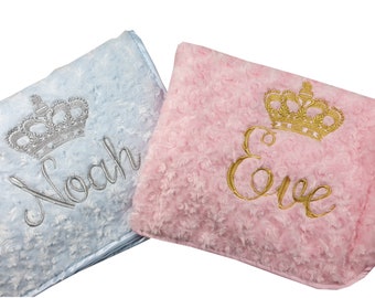 Nom /& coeurs brodé Baby Dimple Taggy Cadeau Couverture Personnalisé Fille