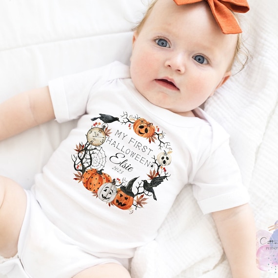 Baby's first Halloween, Personalised First Halloween Vest, Cotton Sleepsuit & Bib, Halloween Babygrow/Outfit, My first Halloween