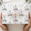 Personalised Racing Car 1st/2nd/3rd Birthday Wrapping Paper For Little Boy Or Girl, blue Race Car Gift Wrap, Formula One Kids Birthday Gift