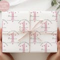 Pink Floral First Birthday Gift Wrap Paper, Personalised 1st Birthday Wrapping Paper for Daughter, Granddaughter, Niece, God-Daughter