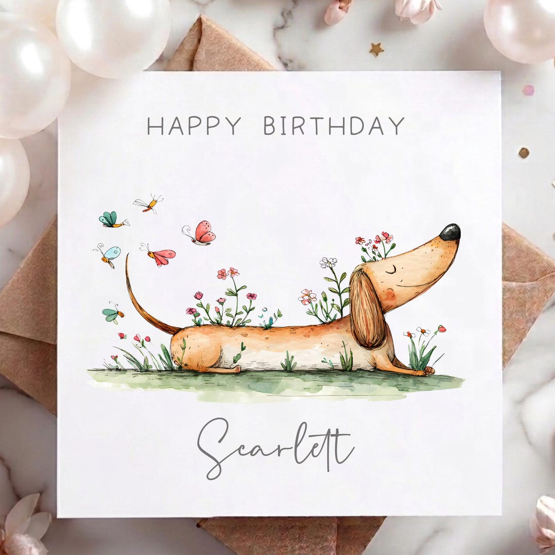 Personalised Dachshund Birthday Card, Sausage Dog Birthday Card - Etsy