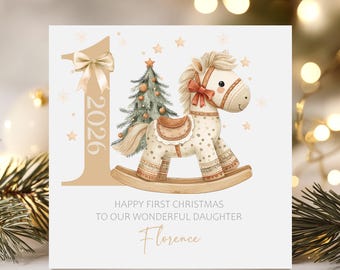 First Christmas Card For Baby Girl, Baby 1st Christmas 2026, Card for Daughter, Granddaughter, Niece, Little Girl, Any Relation