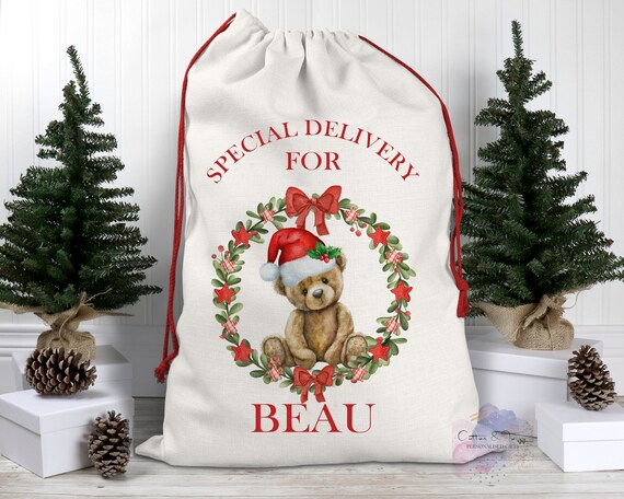 Personalised Christmas Sack Large Personalised Toy Sack XL Special Delivery Santa Sack Drawstring Sack Gift Bag Xmas Treat Bag Etsy UK