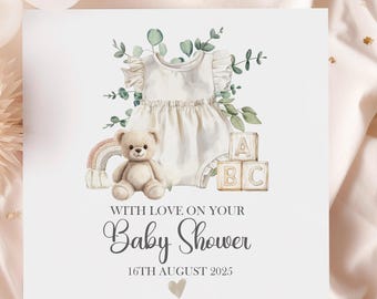 Personalised Baby Shower Card, Baby Girl Shower Card, Baby Shower Gift, New Parents To Be, Mummy To Be, Card For Baby Girl