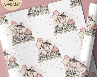 Unicorn Birthday Gift Wrap Paper For Girls Personalised Birthday Wrapping Paper for Daughter, Granddaughter, Niece, God-Daughter