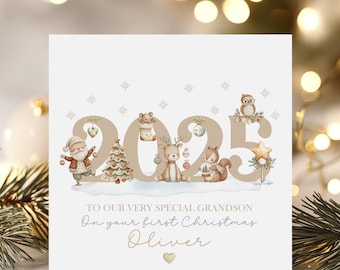 First Christmas Card For Baby Boy Or Girl, Baby's 1st Christmas 2025, Unisex Card for Son, Daughter Nephew, Niece, Any Relation